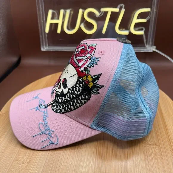 NEW ED HARDY rhinestone cobra hat in pink/sky Ed Hardy Rhinestone Cobra Hat Pink/Sky - EHH0001-25RS  main image 3